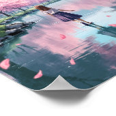 Anime Spring Blossom River Wall Art ポスター (角)