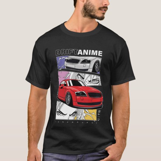 Anime Street Racing Car Illustration Art Tシャツ (正面)