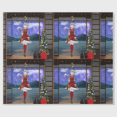 Anime Style Girl Christmas Wrapping Paper ラッピングペーパー (フラット)