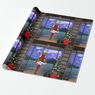 Anime Style Girl Christmas Wrapping Paper ラッピングペーパー