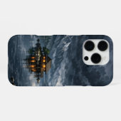 anime style lake with mountains iPhoneケース (裏面横)