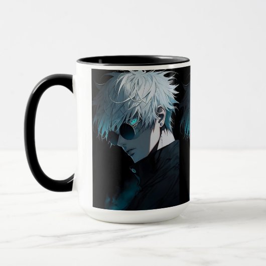 Anime Style Mug – Cool White Hair Character   マグカップ (左)