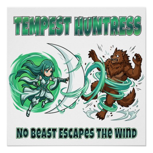 Anime Style Tempest Huntress vs Werewolf Wind Batt ポスター (正面)