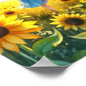 Anime Sunflower Field Summer Wall Art ポスター (角)