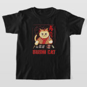 Anime Sushi Cat Japanese Sushi Chef Anime Graphic  Tシャツ (レイダウン)