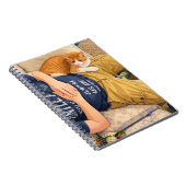 Anime Tabby Cat on Lap Small Spiral Notebook ノートブック (右側)
