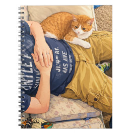 Anime Tabby Cat on Lap Small Spiral Notebook ノートブック