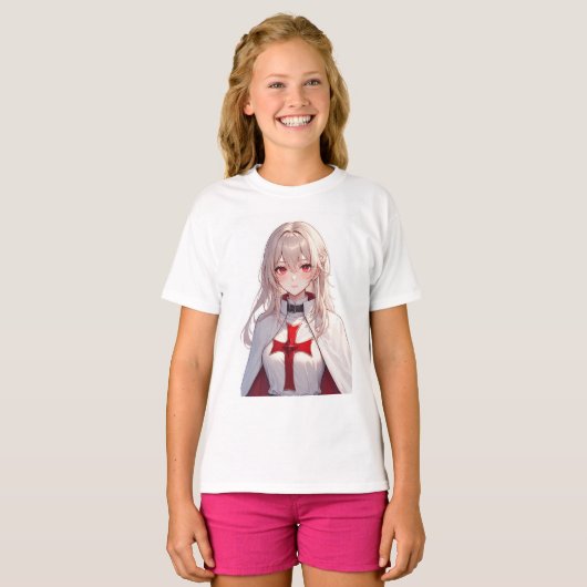Anime Templar Knight Girl's Tee Shirt Tシャツ (正面フル)
