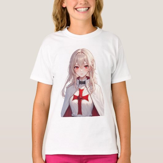 Anime Templar Knight Girl's Tee Shirt Tシャツ (正面)