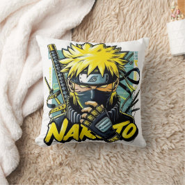 Anime Throw Pillow – Bold Yellow Hair Hero クッション