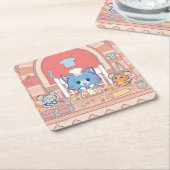 Anime Tom、Jerry、Tuffyベーカリー スクエアペーパーコースター (アングル)