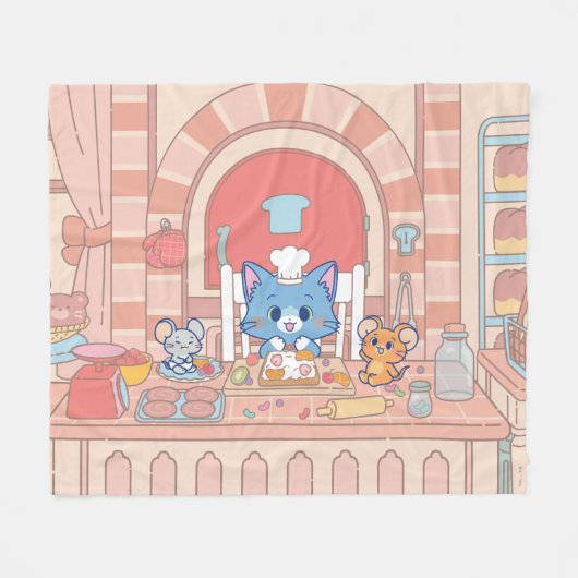 Anime Tom、Jerry、Tuffyベーカリー フリースブランケット (正面(横))