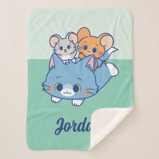 Anime Tom、Jerry、Tuffy シェルパブランケット (正面)