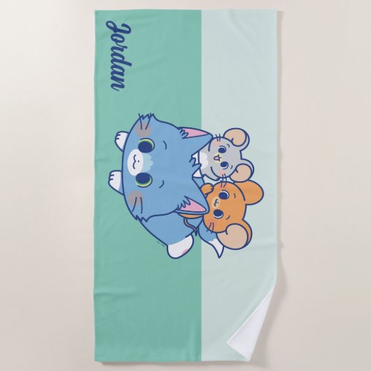 Anime Tom、Jerry、Tuffy ビーチタオル (正面)