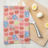 Anime Tom、Jerry、Tuffy Apple Pattern キッチンタオル (四つ折り)