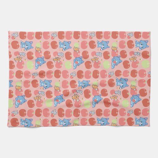 Anime Tom、Jerry、Tuffy Apple Pattern キッチンタオル (横)