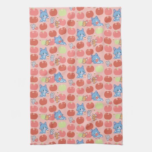 Anime Tom、Jerry、Tuffy Apple Pattern キッチンタオル (縦)