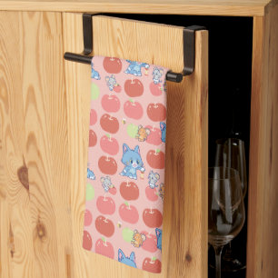 Anime Tom、Jerry、Tuffy Apple Pattern キッチンタオル