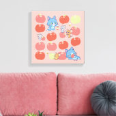 Anime Tom、Jerry、Tuffy Apple Pattern キャンバスプリント (インサイチュ (リビング))