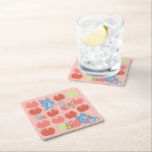 Anime Tom、Jerry、Tuffy Apple Pattern スクエアペーパーコースター (インサイチュ)