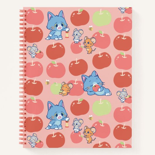 Anime Tom、Jerry、Tuffy Apple Pattern ノートブック (正面)
