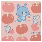 Anime Tom、Jerry、Tuffy Apple Pattern ファブリック (クローズアップ)