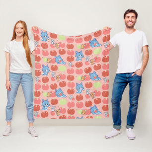Anime Tom、Jerry、Tuffy Apple Pattern フリースブランケット