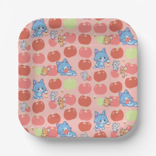 Anime Tom、Jerry、Tuffy Apple Pattern ペーパープレート