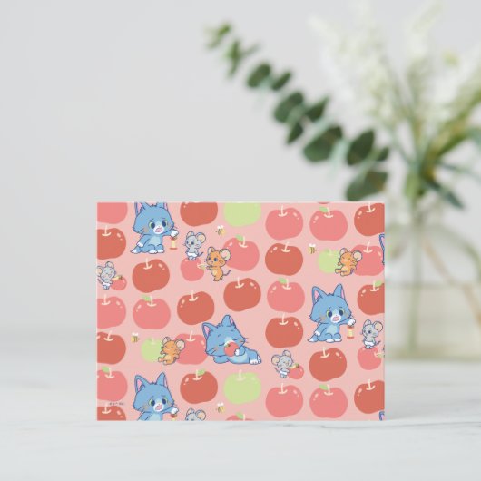 Anime Tom、Jerry、Tuffy Apple Pattern ポストカード (スタンド正面)