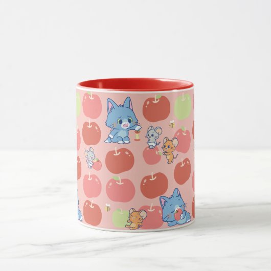 Anime Tom、Jerry、Tuffy Apple Pattern マグカップ (中央)