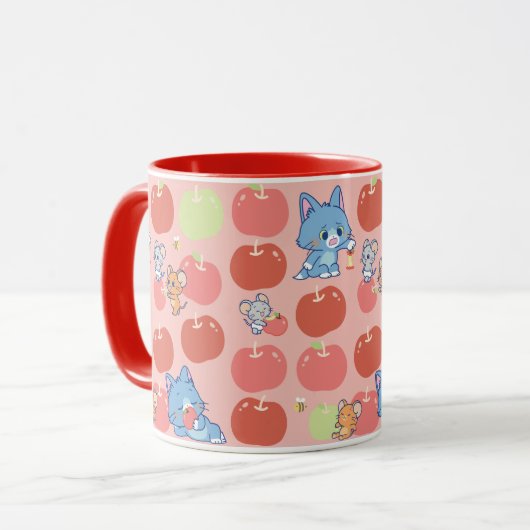 Anime Tom、Jerry、Tuffy Apple Pattern マグカップ (正面左)