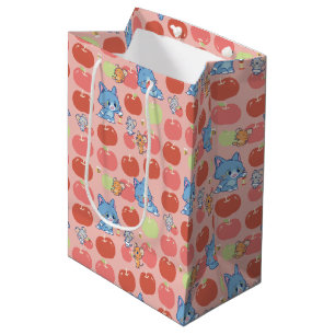Anime Tom、Jerry、Tuffy Apple Pattern ミディアムペーパーバッグ
