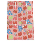 Anime Tom、Jerry、Tuffy Apple Pattern ミディアムペーパーバッグ (裏面)