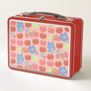 Anime Tom、Jerry、Tuffy Apple Pattern メタルランチボックス