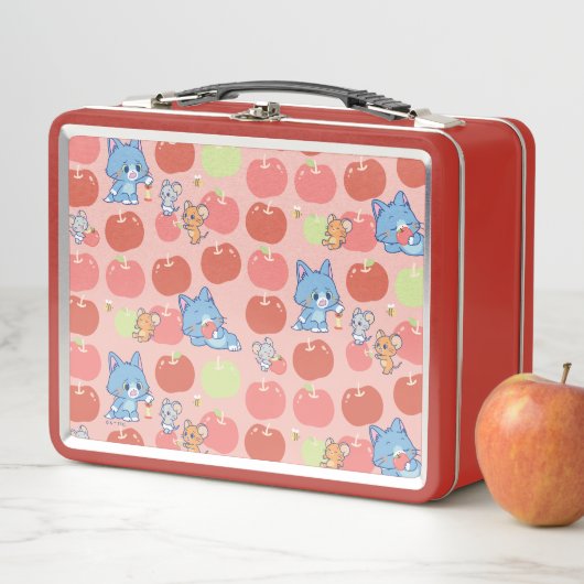 Anime Tom、Jerry、Tuffy Apple Pattern メタルランチボックス (インサイチュ)