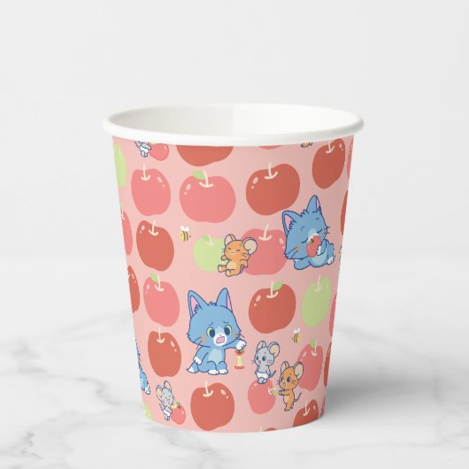 Anime Tom、Jerry、Tuffy Apple Pattern 紙コップ (左)