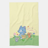 Anime Tom、Jerry、Tuffy Picnic キッチンタオル (縦)