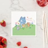 Anime Tom、Jerry、Tuffy Picnic スタンダードカクテルナプキン (インサイチュ)