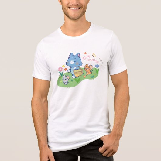Anime Tom、Jerry、Tuffy Picnic トライブレンドTシャツ (正面)