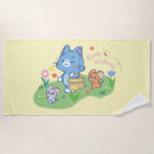 Anime Tom、Jerry、Tuffy Picnic ビーチタオル (正面)