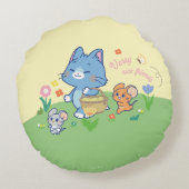 Anime Tom、Jerry、Tuffy Picnic ラウンドクッション (裏面)
