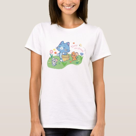 Anime Tom、Jerry、Tuffy Picnic Tシャツ (正面)