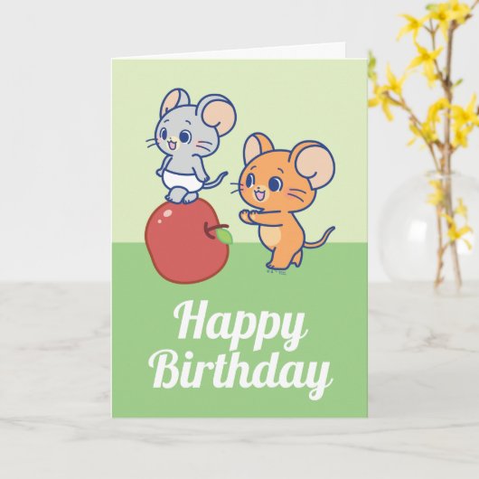 Anime TuffyとJerry Apple 転が's カード (黄色い花)