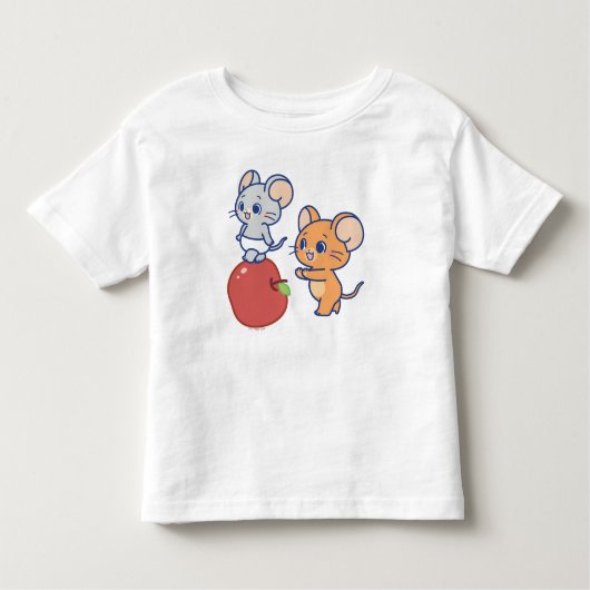Anime TuffyとJerry Apple 転が's トドラーTシャツ (正面)