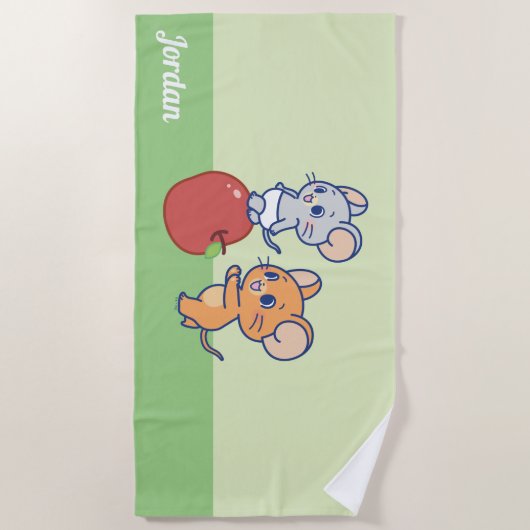 Anime TuffyとJerry Apple 転が's ビーチタオル (正面)