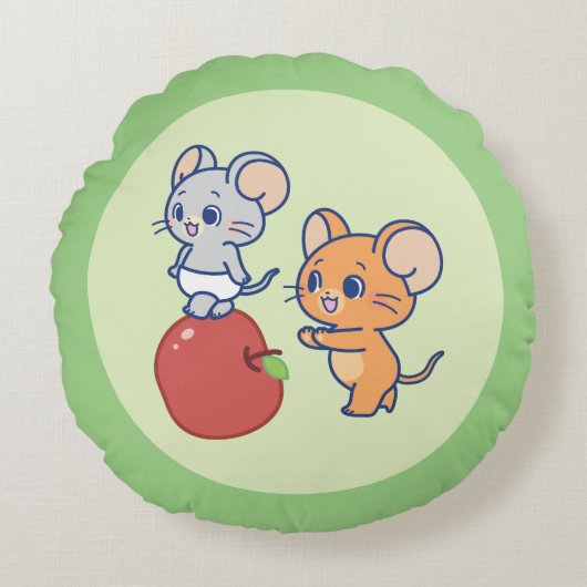 Anime TuffyとJerry Apple 転が's ラウンドクッション (正面)
