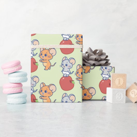 Anime TuffyとJerry Apple 転が's ラッピングペーパー (ベビーシャワー)