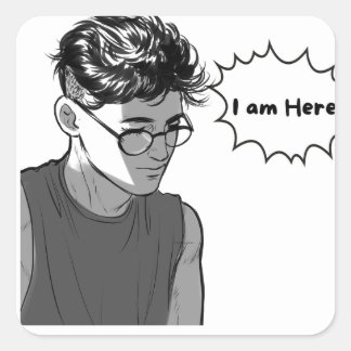 Anime Vibes：ステッ表現カーで自分自身 スクエアシール