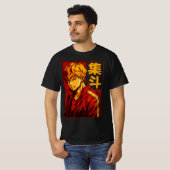 Anime Warrior – 熱烈な決意はっきりした日本の Tシャツ (正面フル)