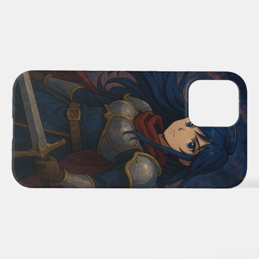 Anime Warrior Girl – Epic Fantasy Phone Case iPhoneケース (裏面横)